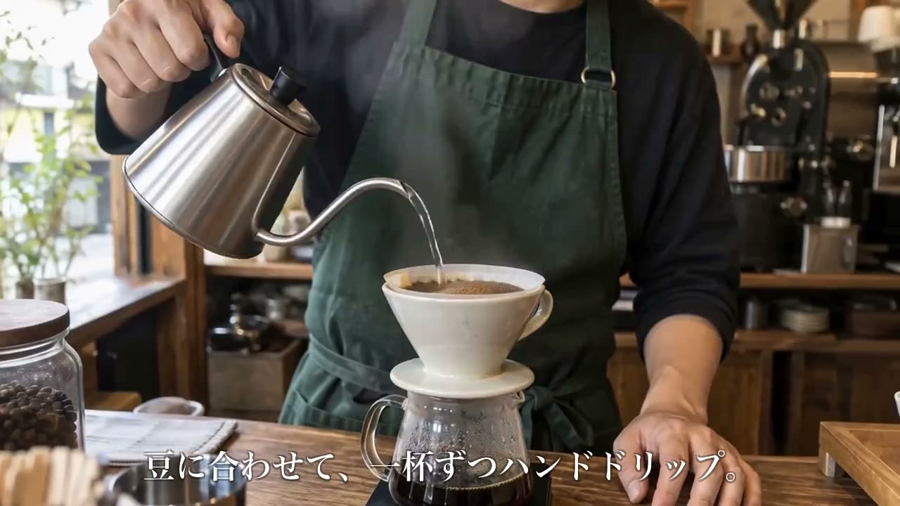 お店紹介動画の一場面(ハンドドリップ)